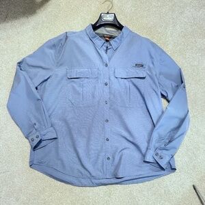 Eddie Bauer Womens UPF Vented Guide Shirt Long Sleeve Roll Tab Blue Reg 2XL
